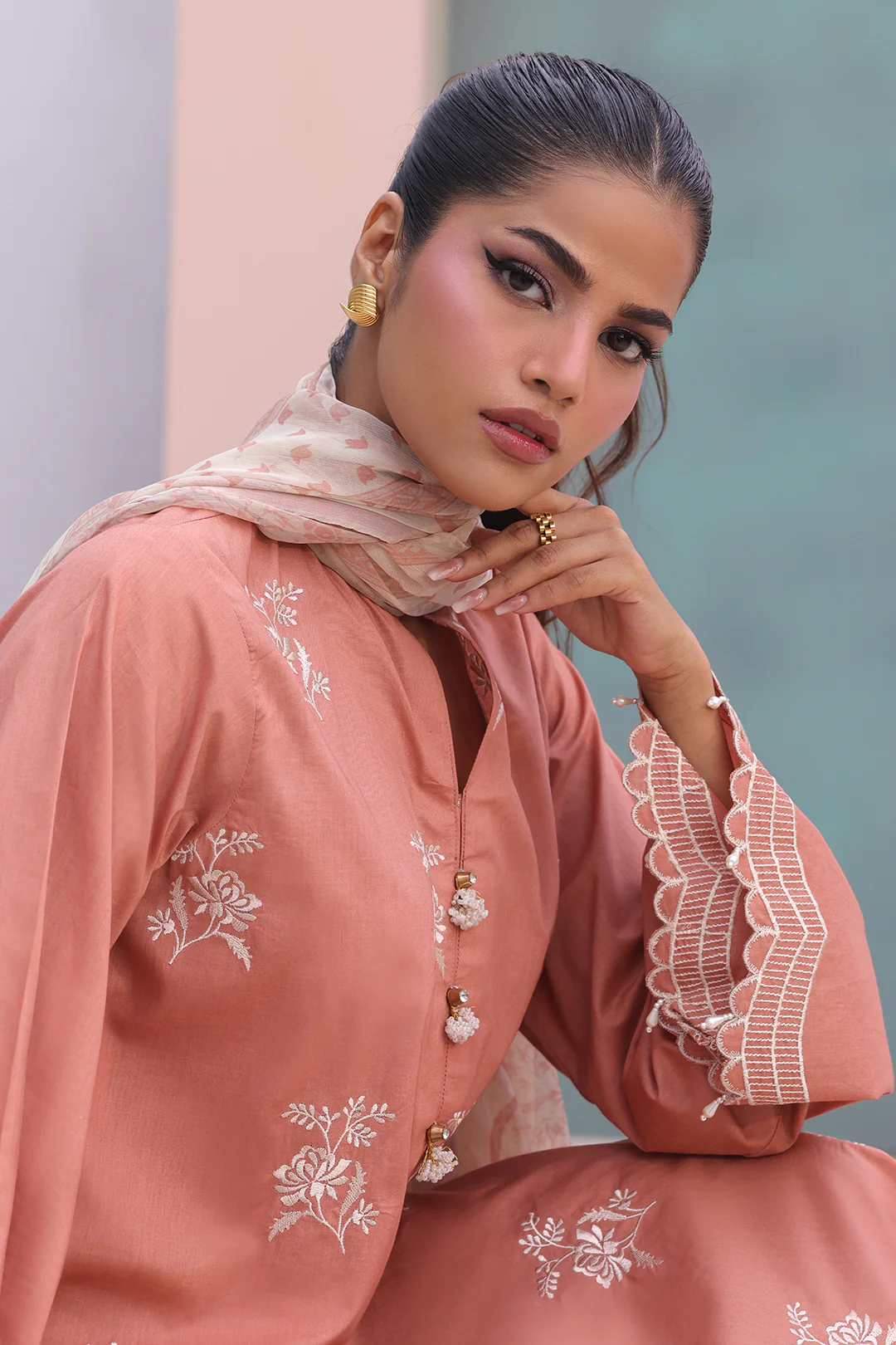 Embroidered Shirt Shalwar Dupatta - 0603 - Image 5