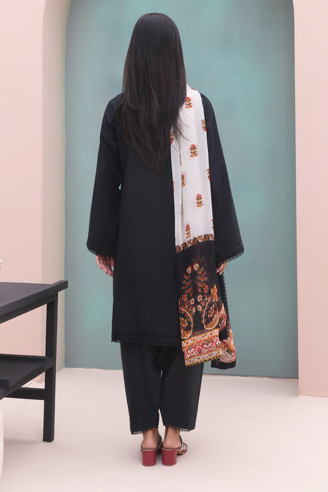 Embroidered Shirt Shalwar Dupatta - 0605 - Image 6