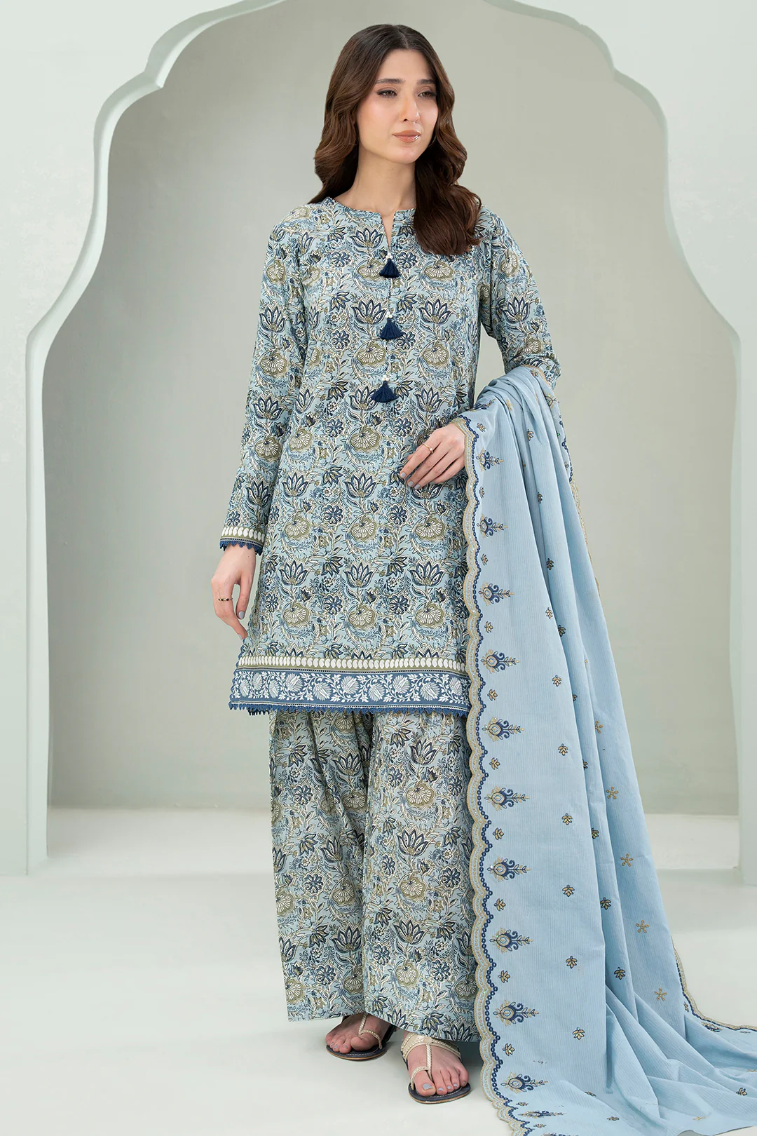 Embroidered Shirt Shalwar Dupatta - 0645 - Image 4