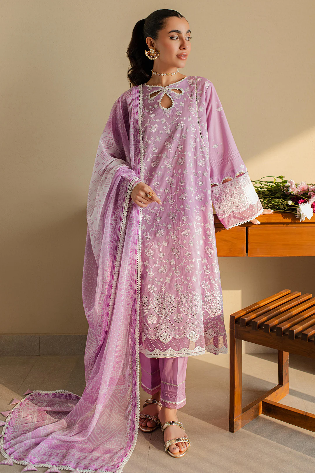 Embroidered Shirt Shalwar Dupatta - 0703 - Image 2