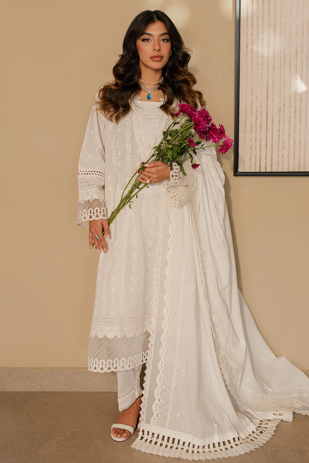 Embroidered Shirt Shalwar Dupatta - 0704 - Image 3
