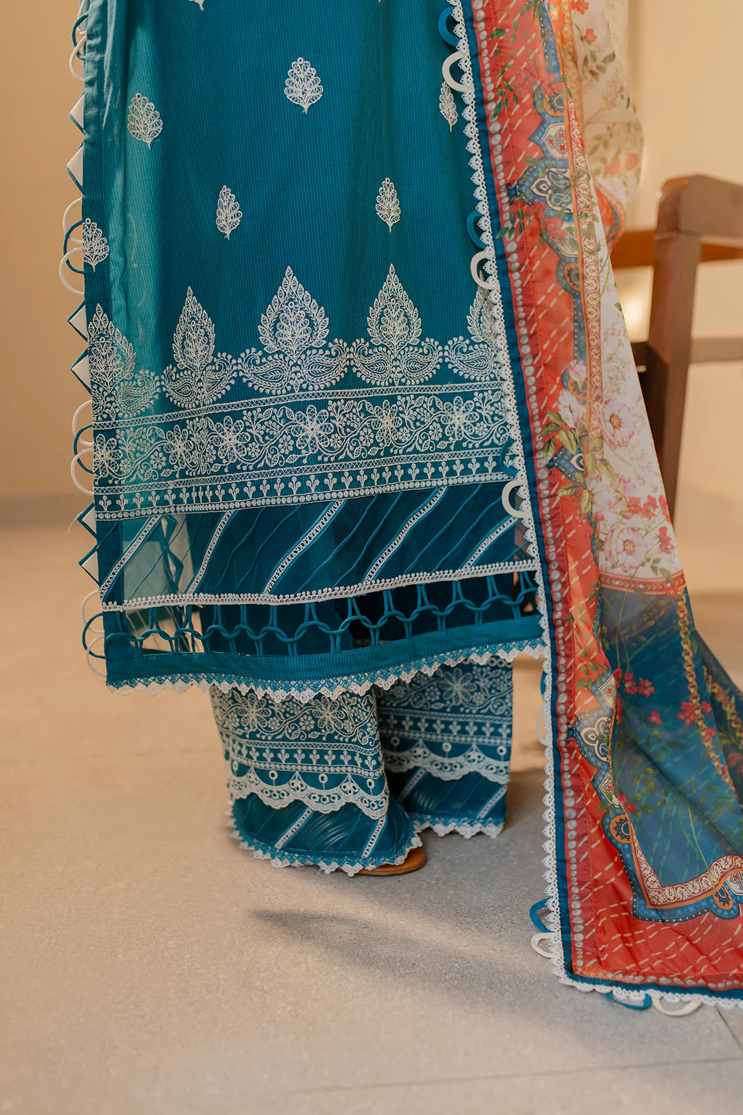 Embroidered Shirt Shalwar Dupatta - 0705 - Image 5