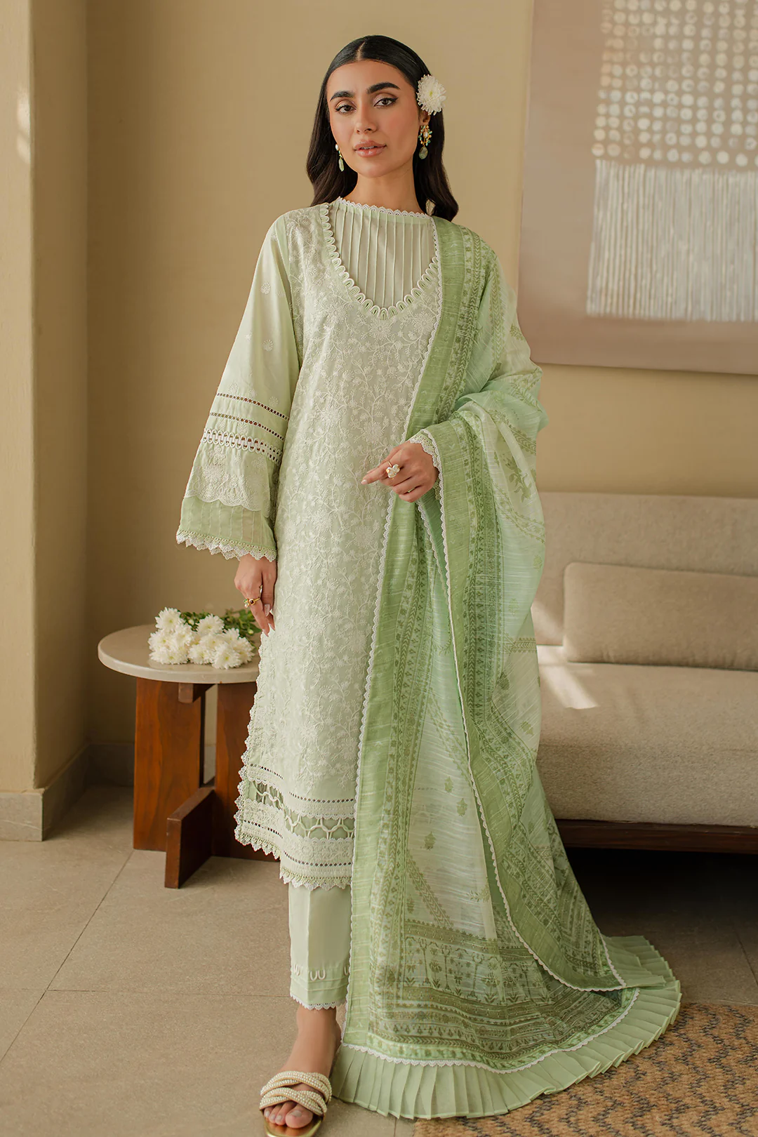 Embroidered Shirt Shalwar Dupatta - 0706 - Image 2