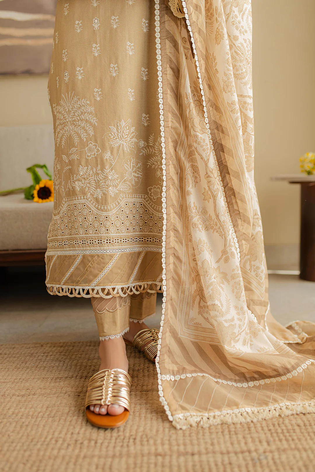 Embroidered Shirt Shalwar Dupatta - 0708 - Image 11