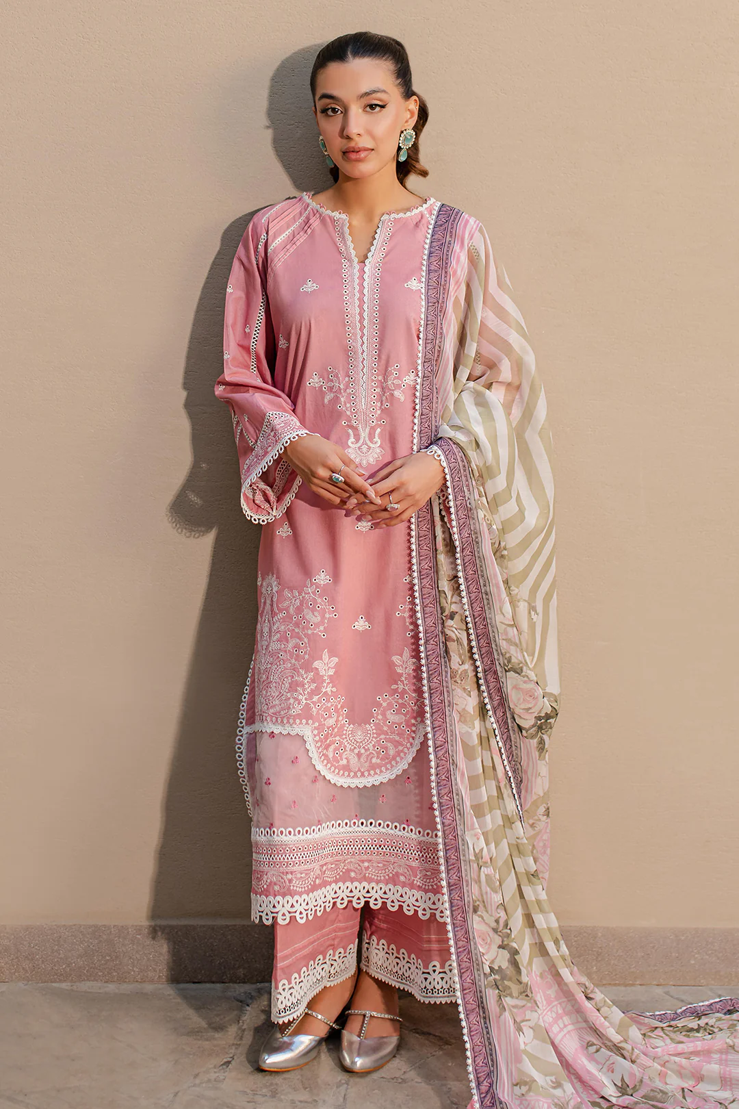 Embroidered Shirt Shalwar Dupatta - 0712 - Image 2