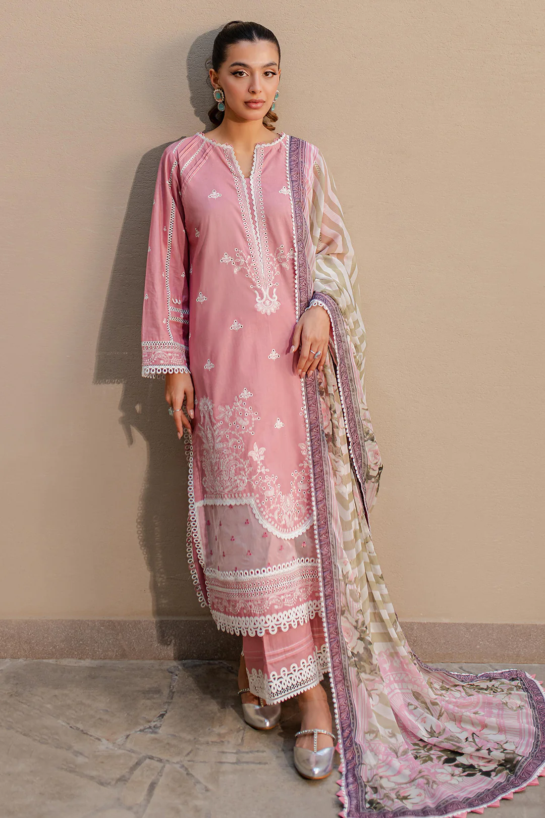 Embroidered Shirt Shalwar Dupatta - 0712 - Image 7