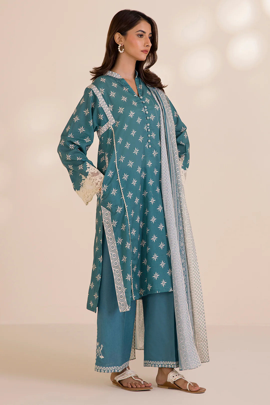 Embroidered Shirt Shalwar Dupatta - 0044 - Image 5