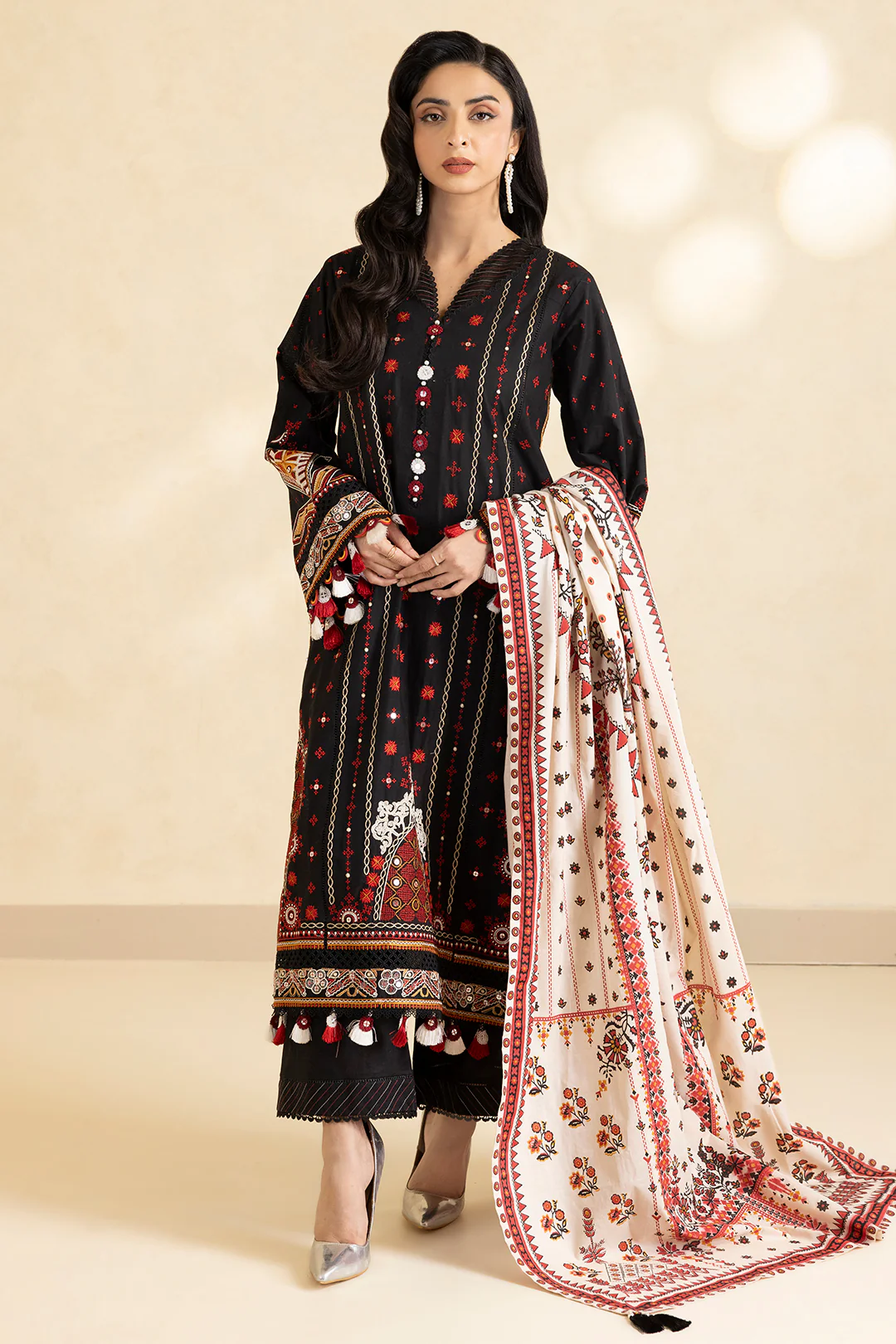 Embroidered Shirt Shalwar Dupatta - 0049 - Image 4