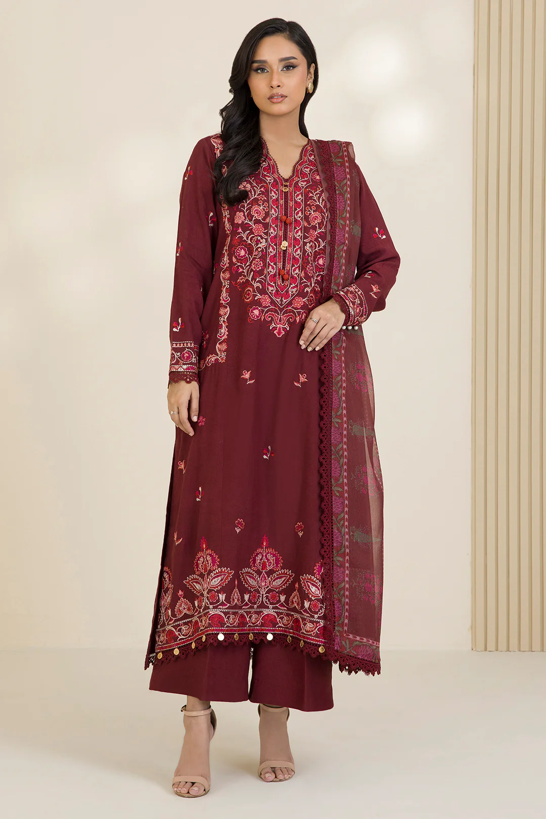 Embroidered Shirt Shalwar Dupatta - 0054 - Image 2