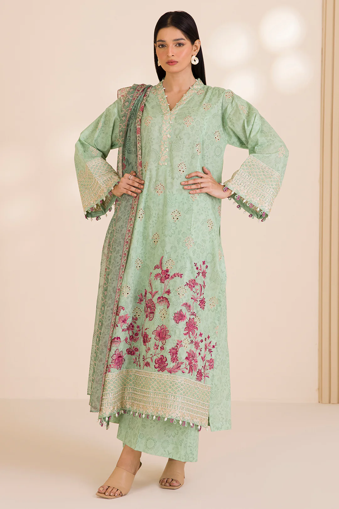 Embroidered Shirt Shalwar Dupatta - 0056 - Image 4