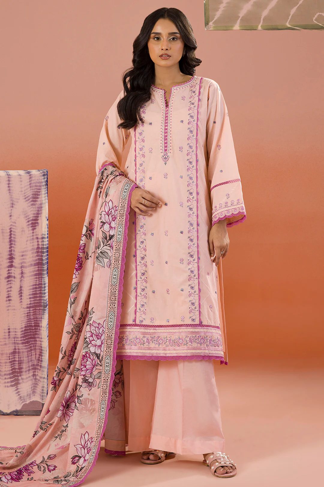 Embroidered Shirt Shalwar Dupatta - 0062 - Image 7