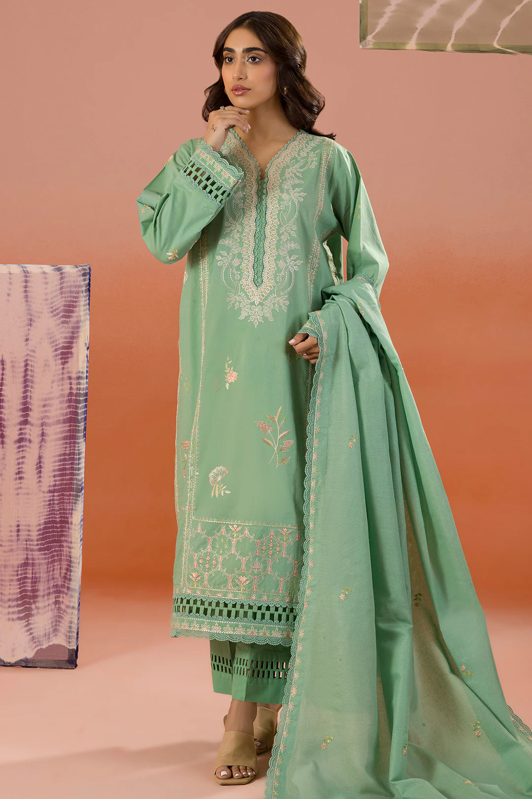 Embroidered Shirt Shalwar Dupatta - 0063 - Image 4