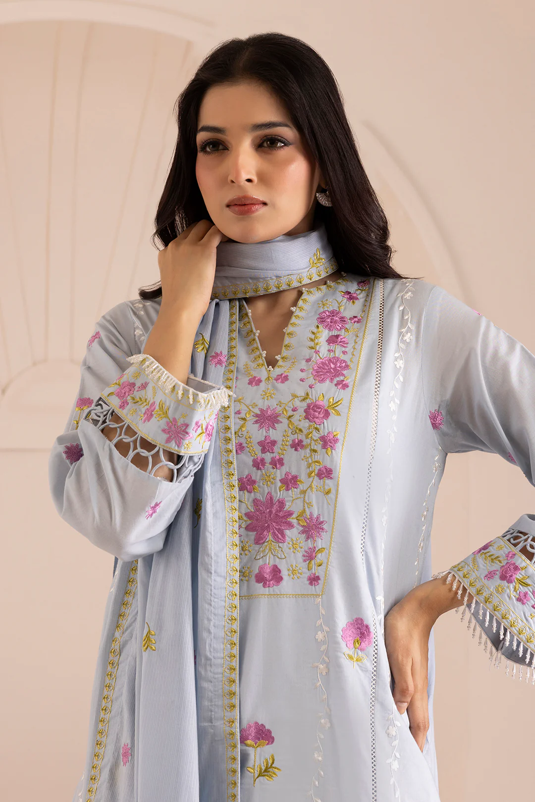 Embroidered Shirt Shalwar Dupatta - 0064 - Image 2