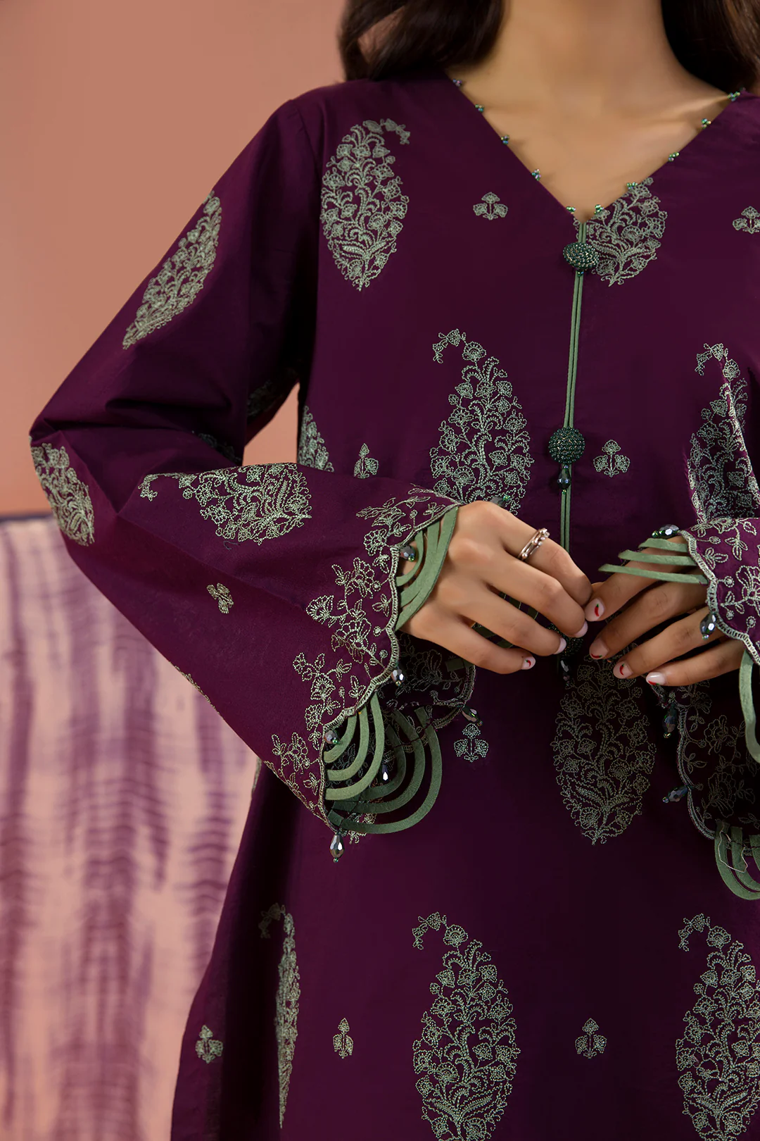 Embroidered Shirt Shalwar Dupatta - 0066 - Image 7