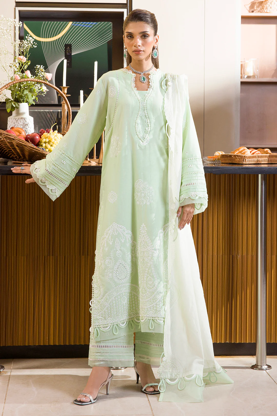 Embroidered Shirt Shalwar Dupatta - 0070 - Image 4