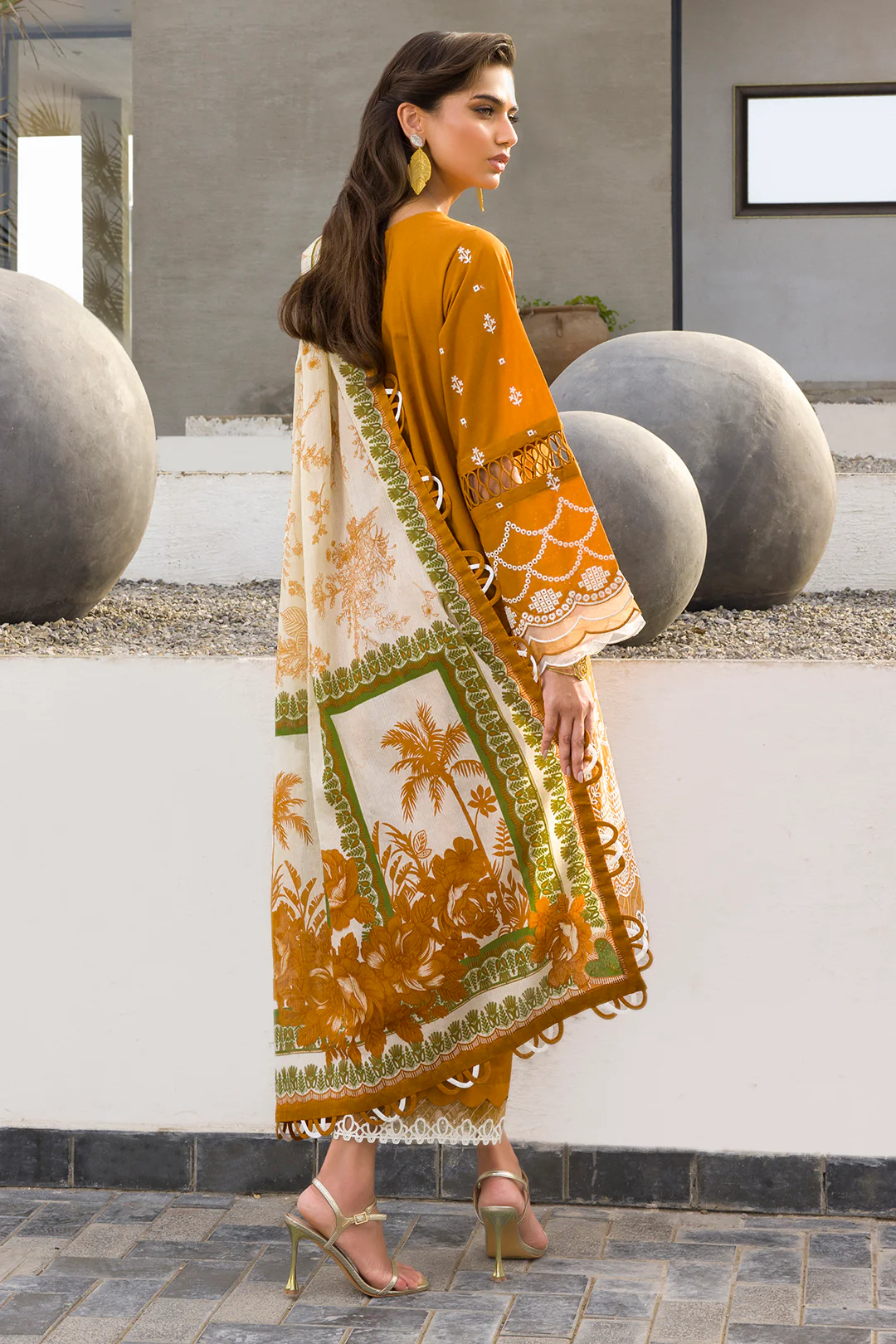 Embroidered Shirt Shalwar Dupatta - 0074 - Image 13