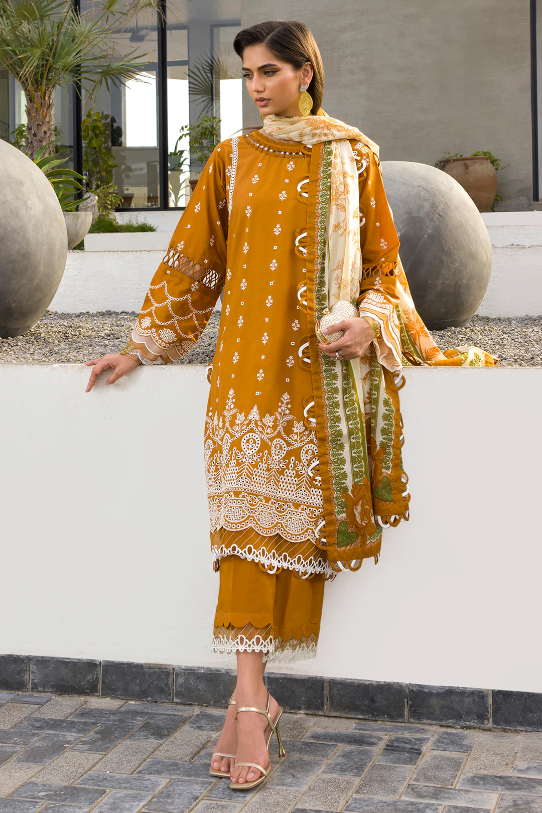 Embroidered Shirt Shalwar Dupatta - 0074 - Image 7