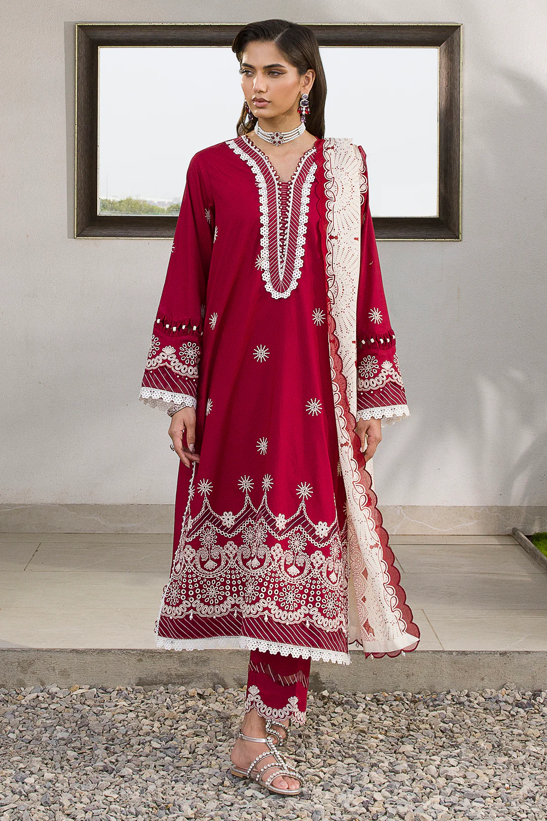 Embroidered Shirt Shalwar Dupatta - 0075