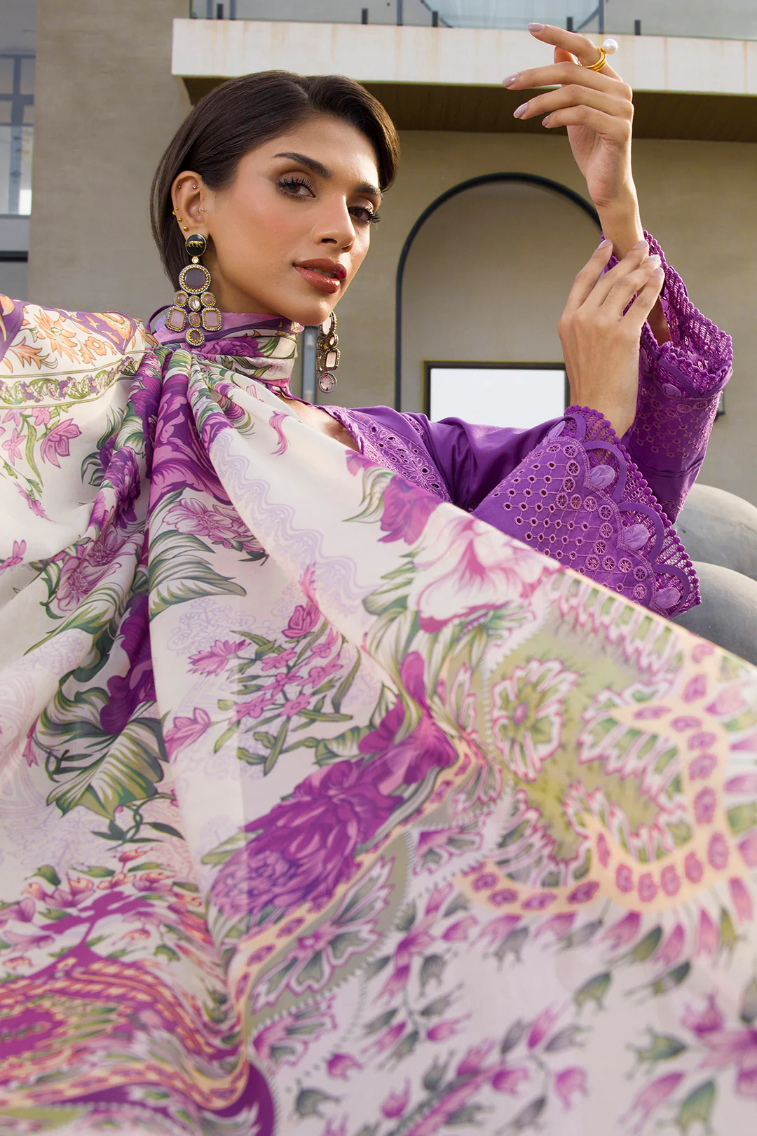 Embroidered Shirt Shalwar Dupatta - 0077 - Image 14