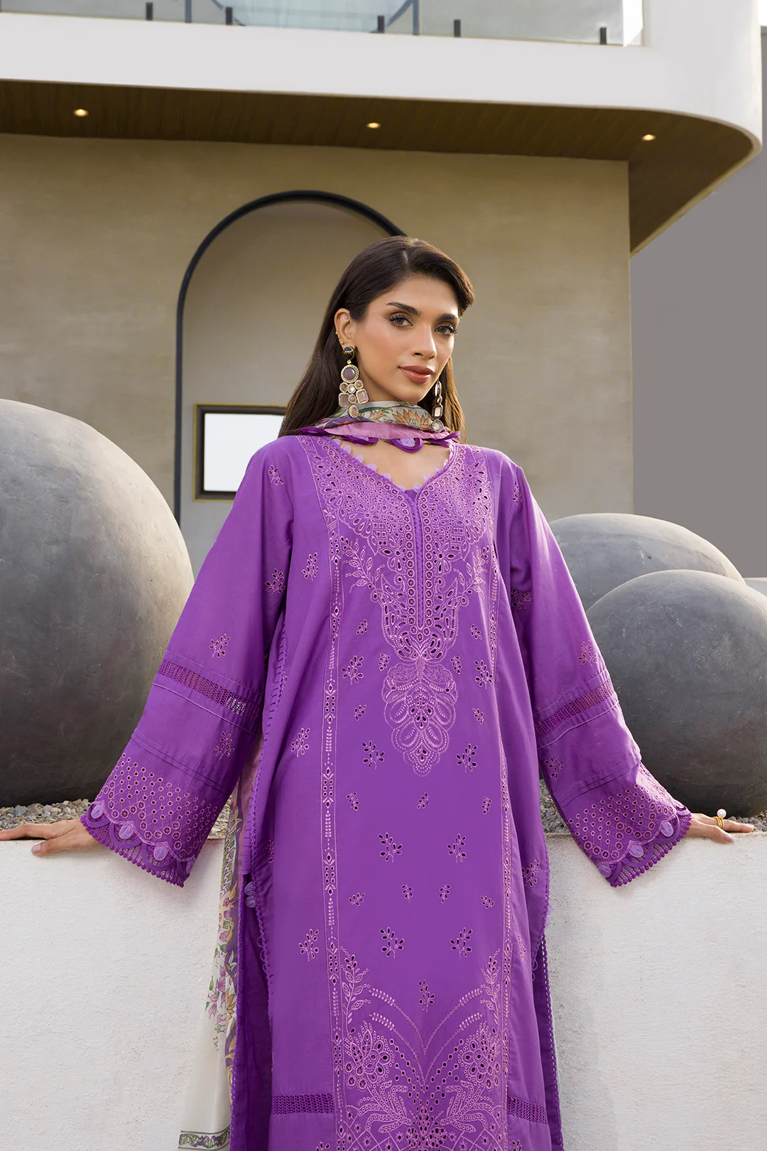 Embroidered Shirt Shalwar Dupatta - 0077 - Image 6
