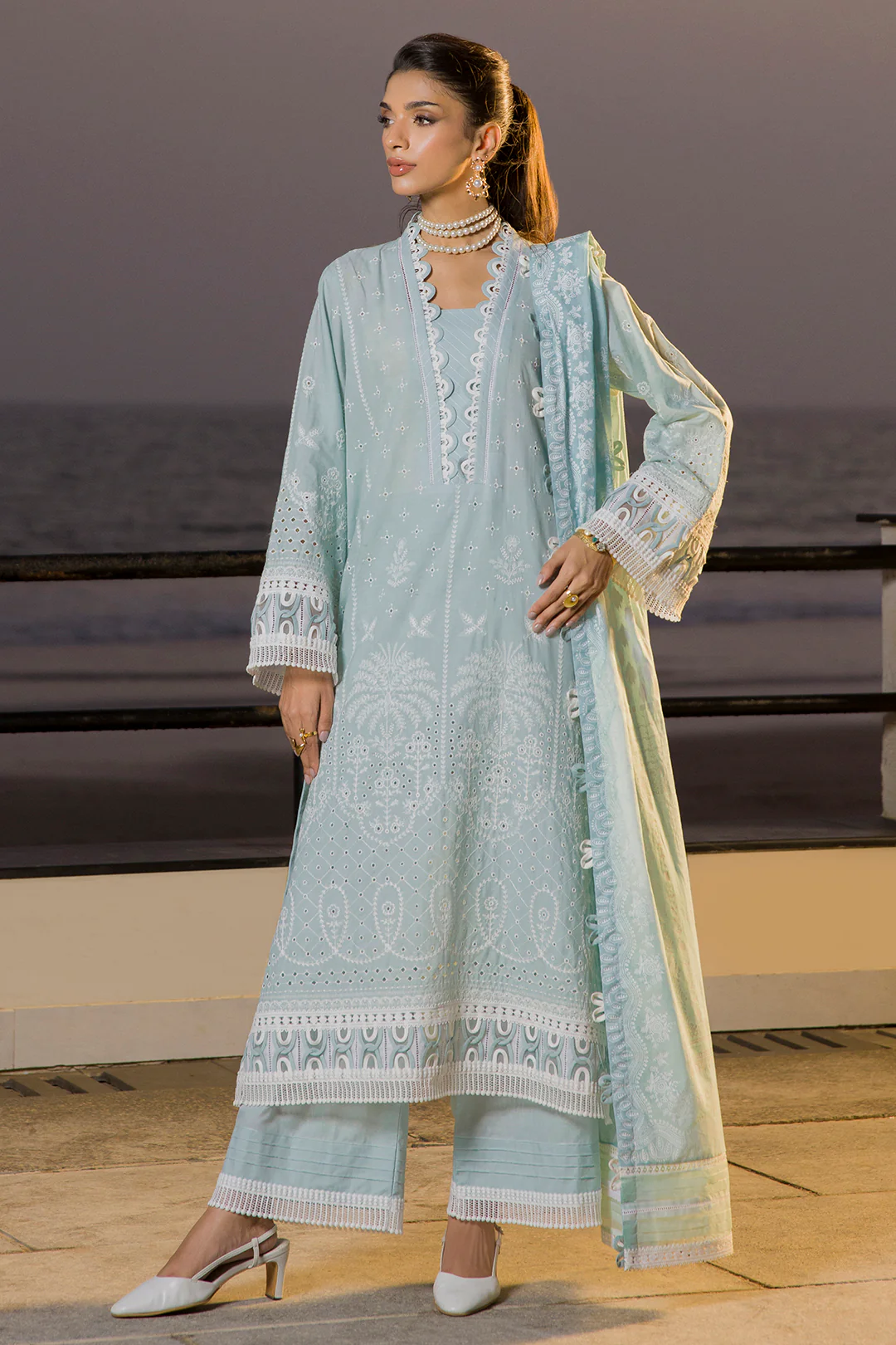 Embroidered Shirt Shalwar Dupatta - 0079 - Image 3