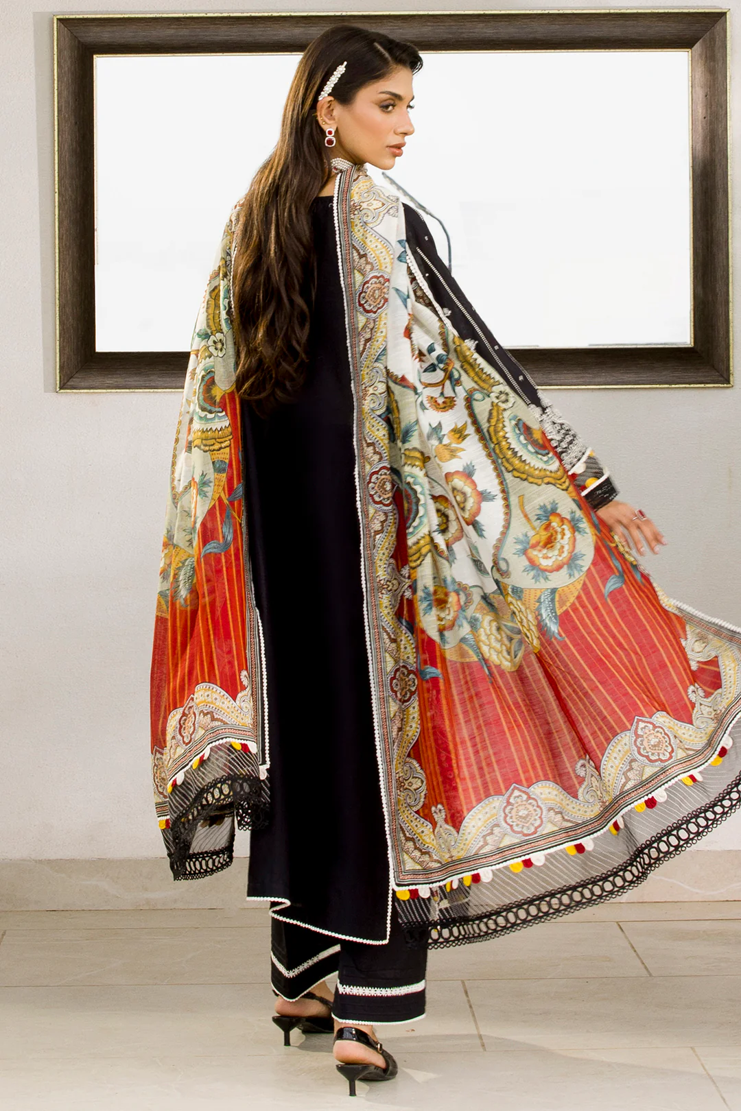 Embroidered Shirt Shalwar Dupatta - 0080 - Image 16