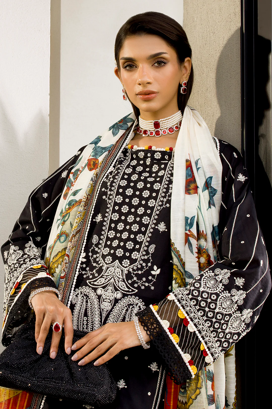 Embroidered Shirt Shalwar Dupatta - 0080 - Image 2
