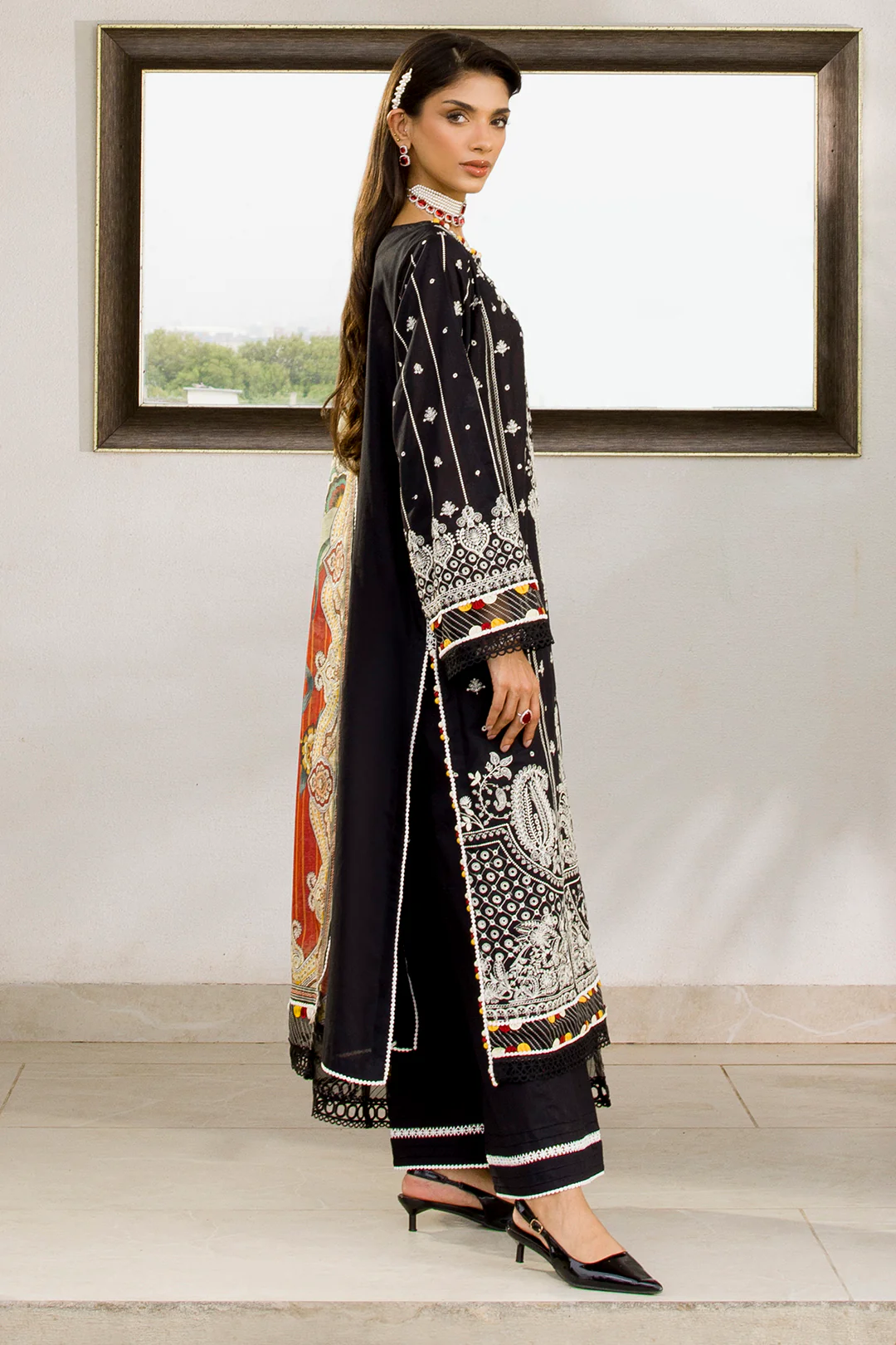 Embroidered Shirt Shalwar Dupatta - 0080 - Image 20