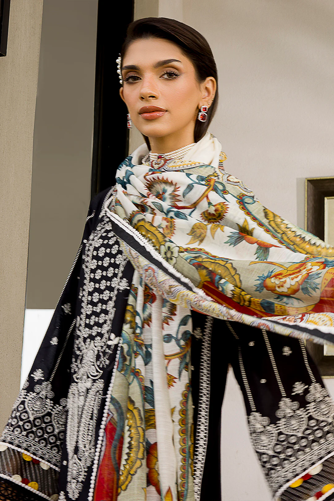Embroidered Shirt Shalwar Dupatta - 0080 - Image 8