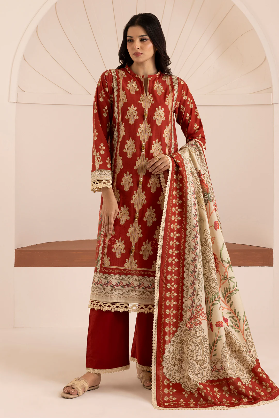 Embroidered Shirt Shalwar Dupatta - 0206 - Image 4