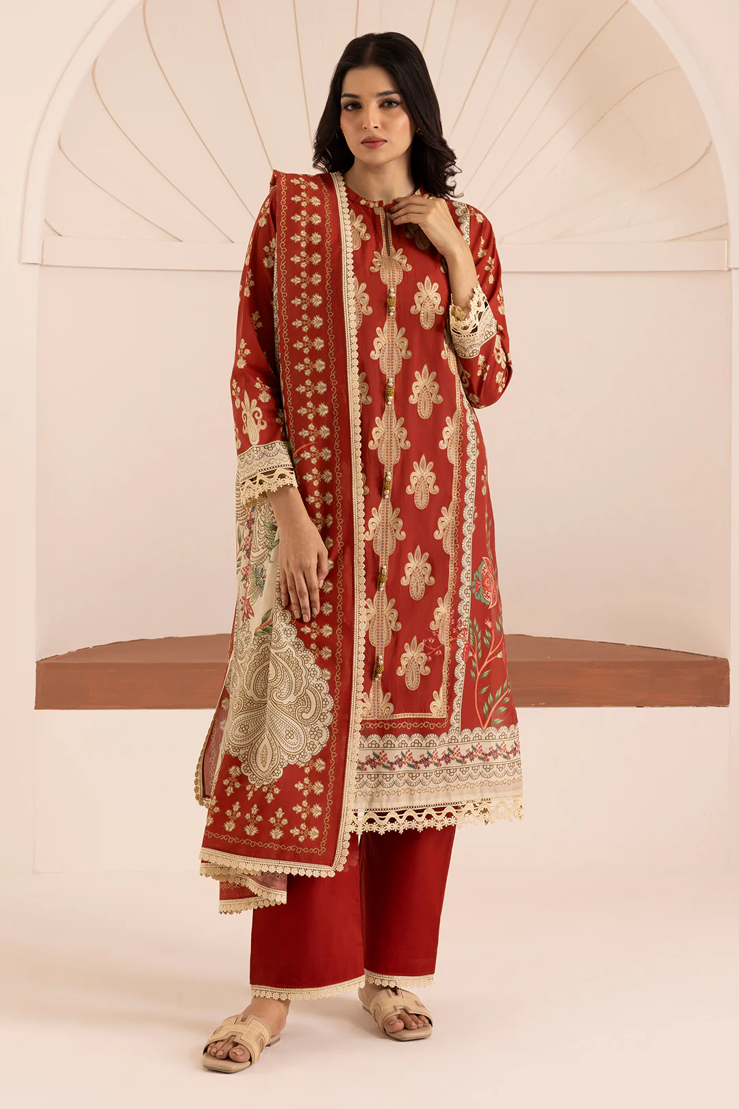 Embroidered Shirt Shalwar Dupatta - 0206 - Image 6