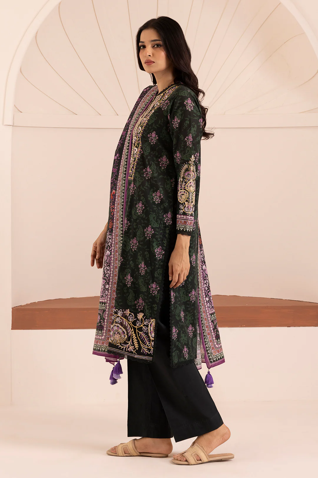 Embroidered Shirt Shalwar Dupatta - 0208 - Image 5