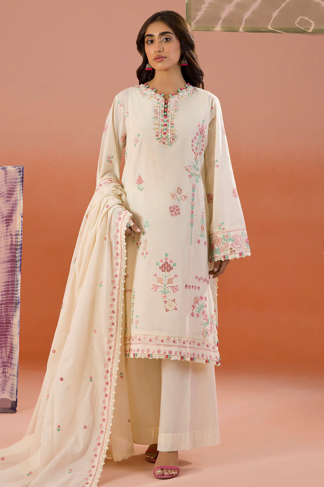 Embroidered Shirt Shalwar Dupatta - 0211 - Image 5
