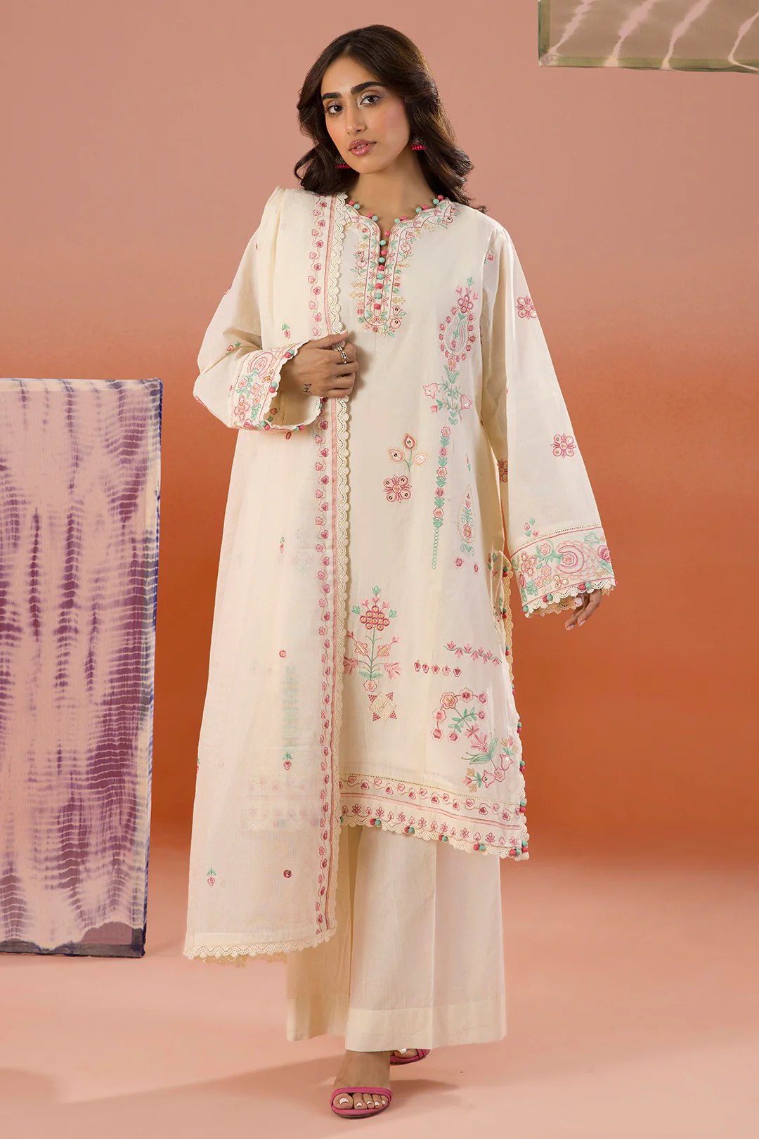Embroidered Shirt Shalwar Dupatta - 0211 - Image 7