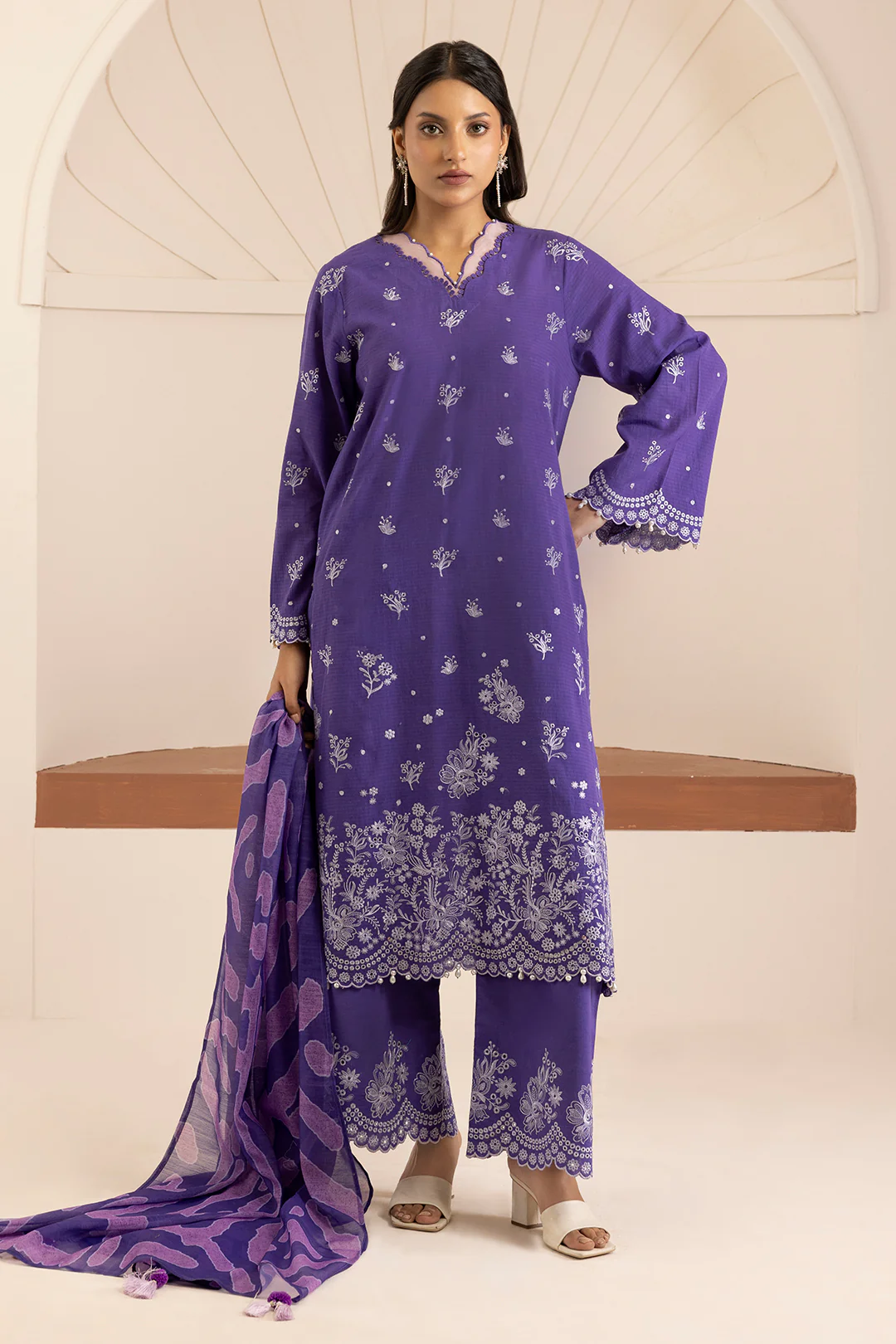 Embroidered Shirt Shalwar Dupatta - 0215 - Image 4