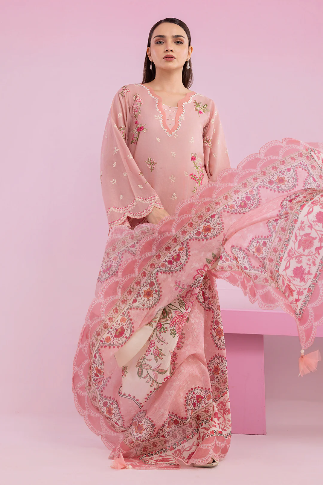 Embroidered Shirt Shalwar Dupatta - 0216 - Image 3