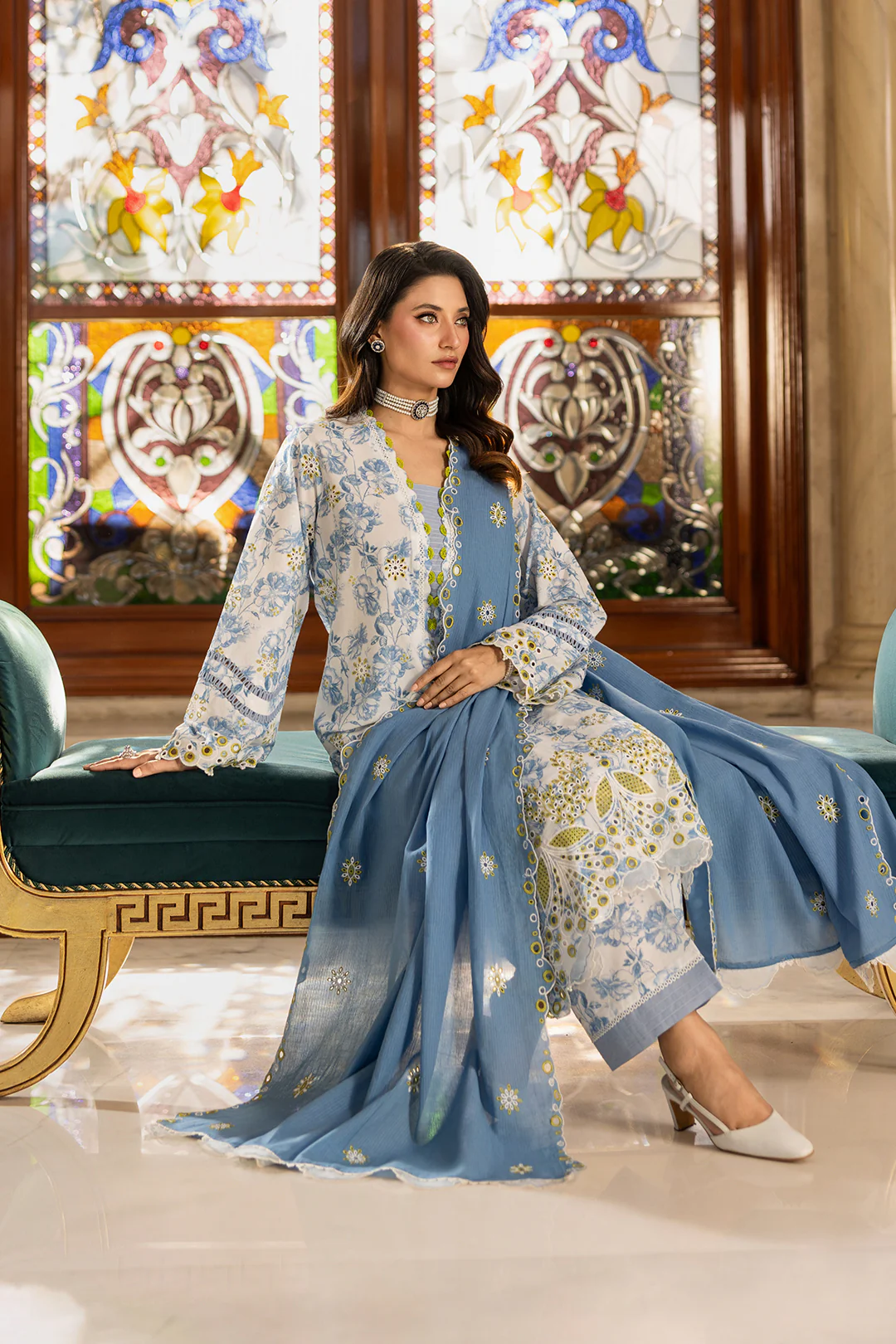 Embroidered Shirt Shalwar Dupatta - 4001 - Image 10