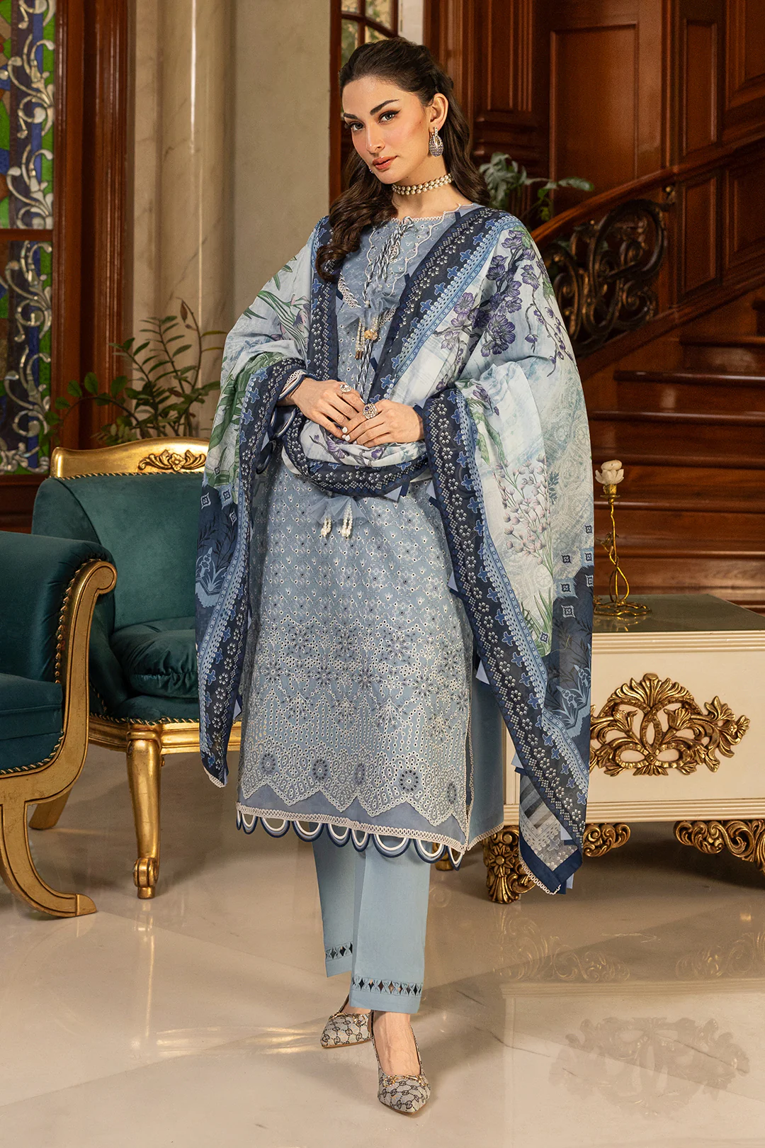 Embroidered Shirt Shalwar Dupatta - 4003 - Image 3