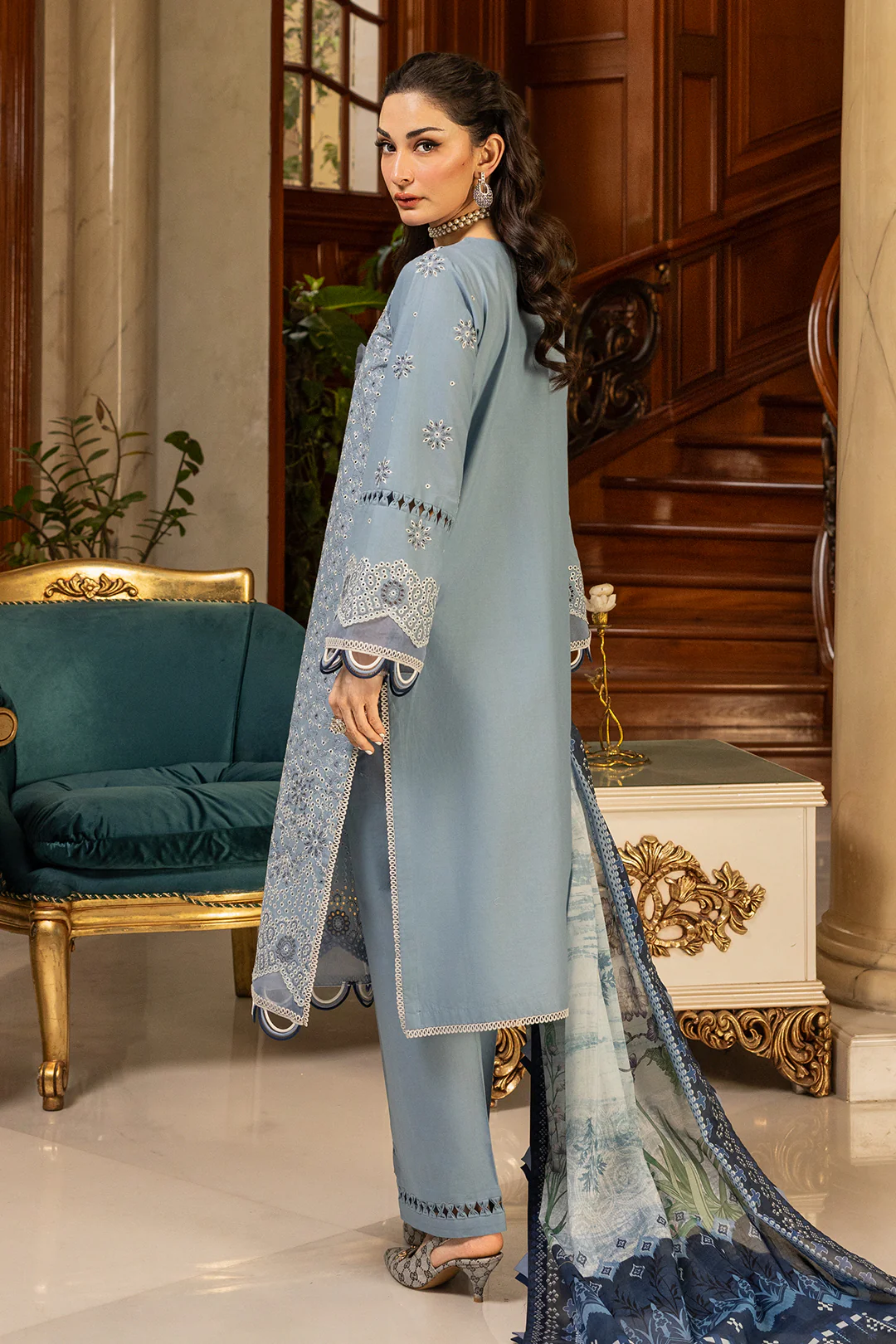 Embroidered Shirt Shalwar Dupatta - 4003 - Image 8