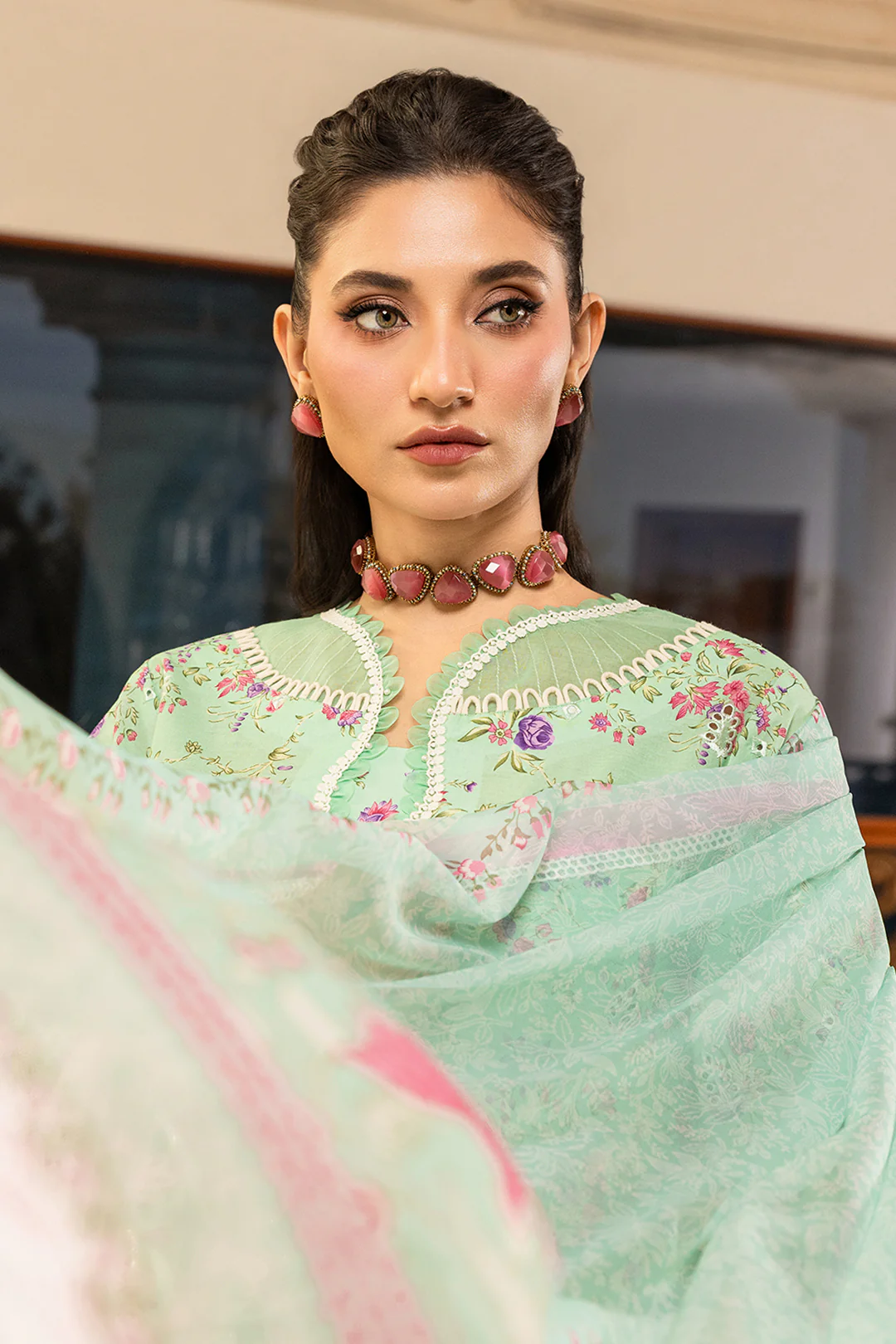 Embroidered Shirt Shalwar Dupatta - 4006 - Image 8