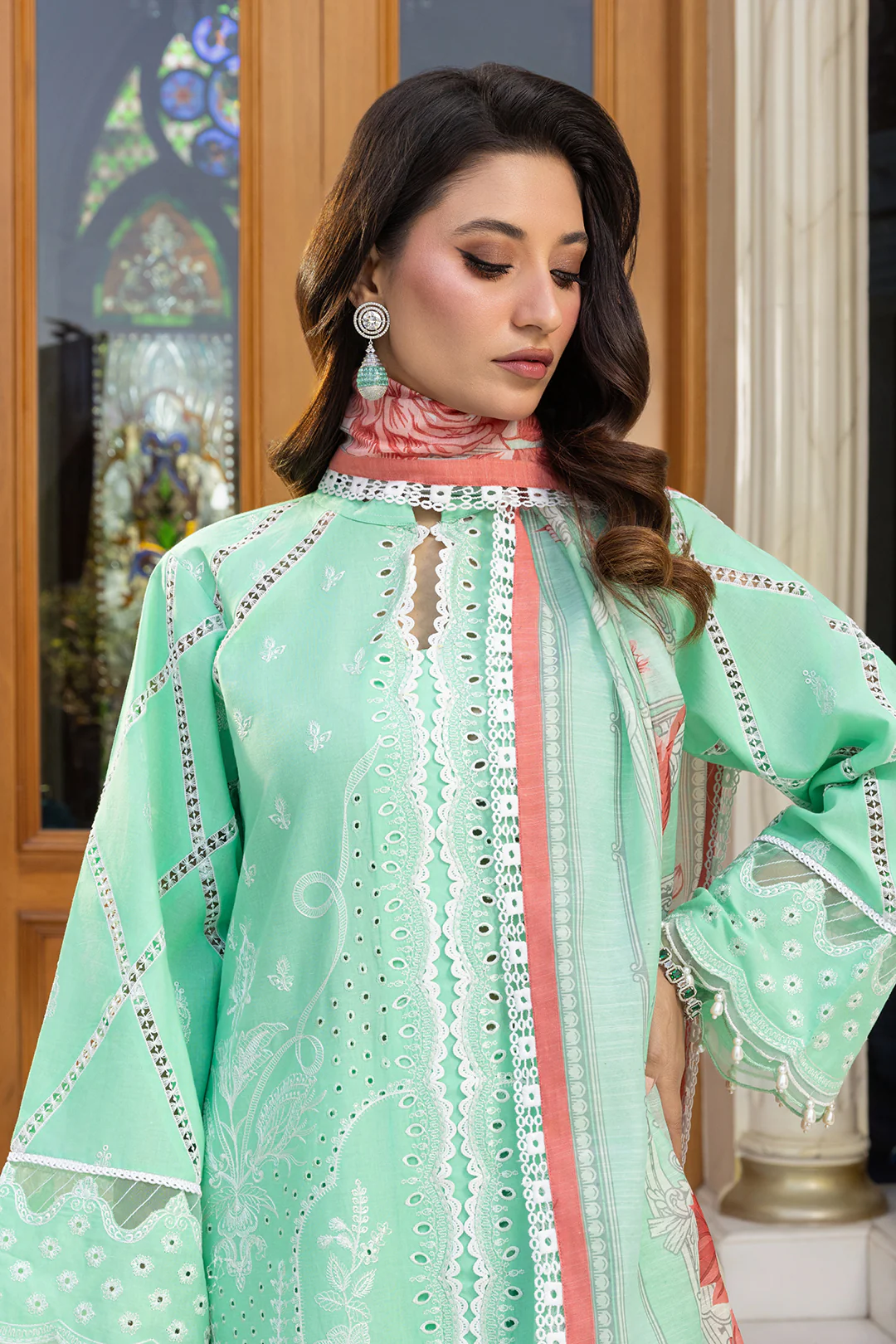 Embroidered Shirt Shalwar Dupatta - 4007 - Image 10