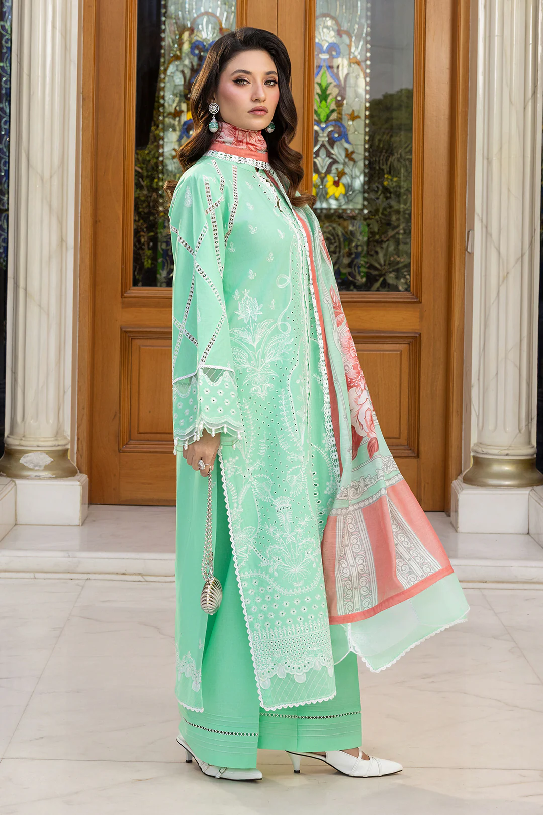 Embroidered Shirt Shalwar Dupatta - 4007 - Image 5