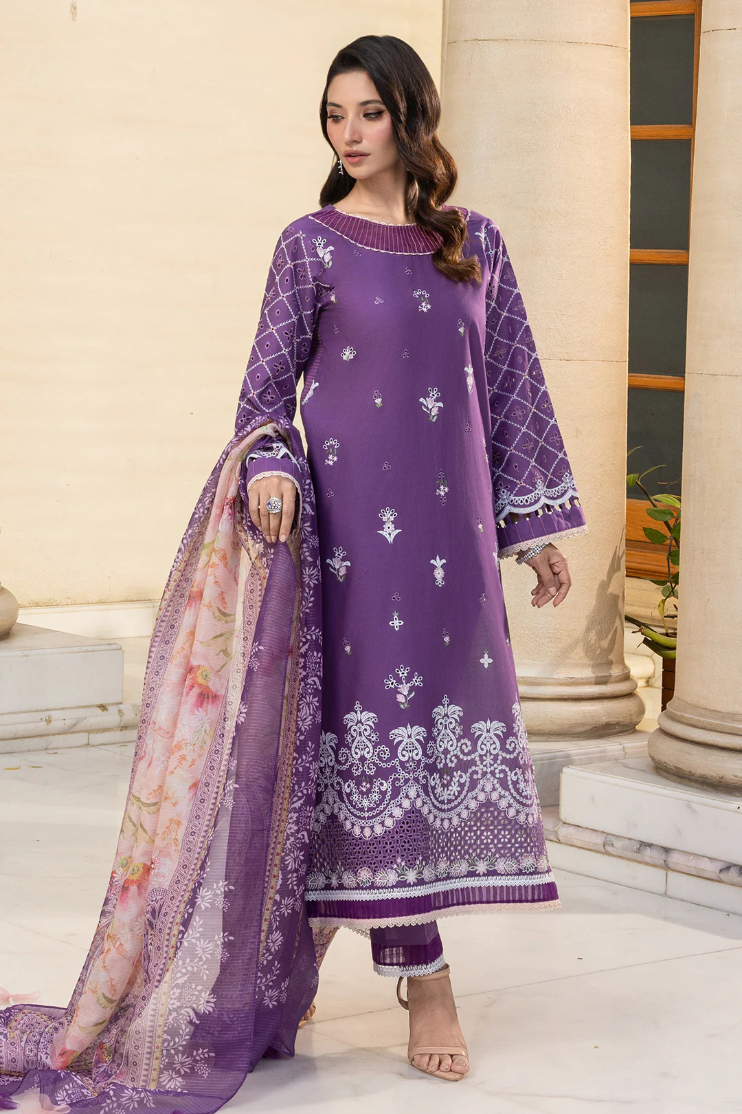 Embroidered Shirt Shalwar Dupatta - 4014 - Image 5