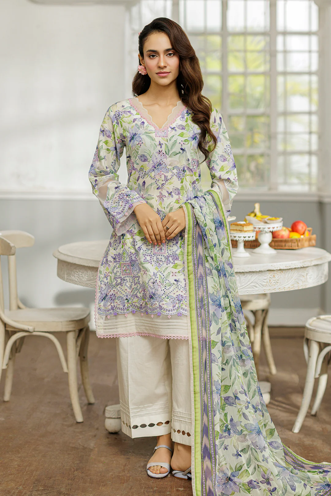 Embroidered Shirt Shalwar Dupatta - 4020 - Image 3