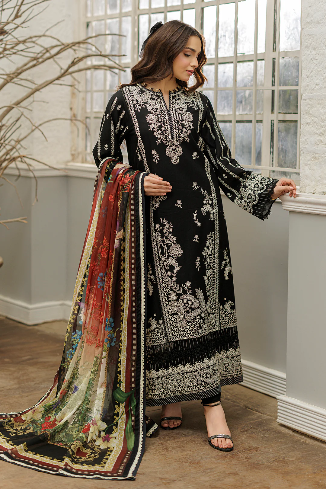 Embroidered Shirt Shalwar Dupatta - 4028 - Image 3