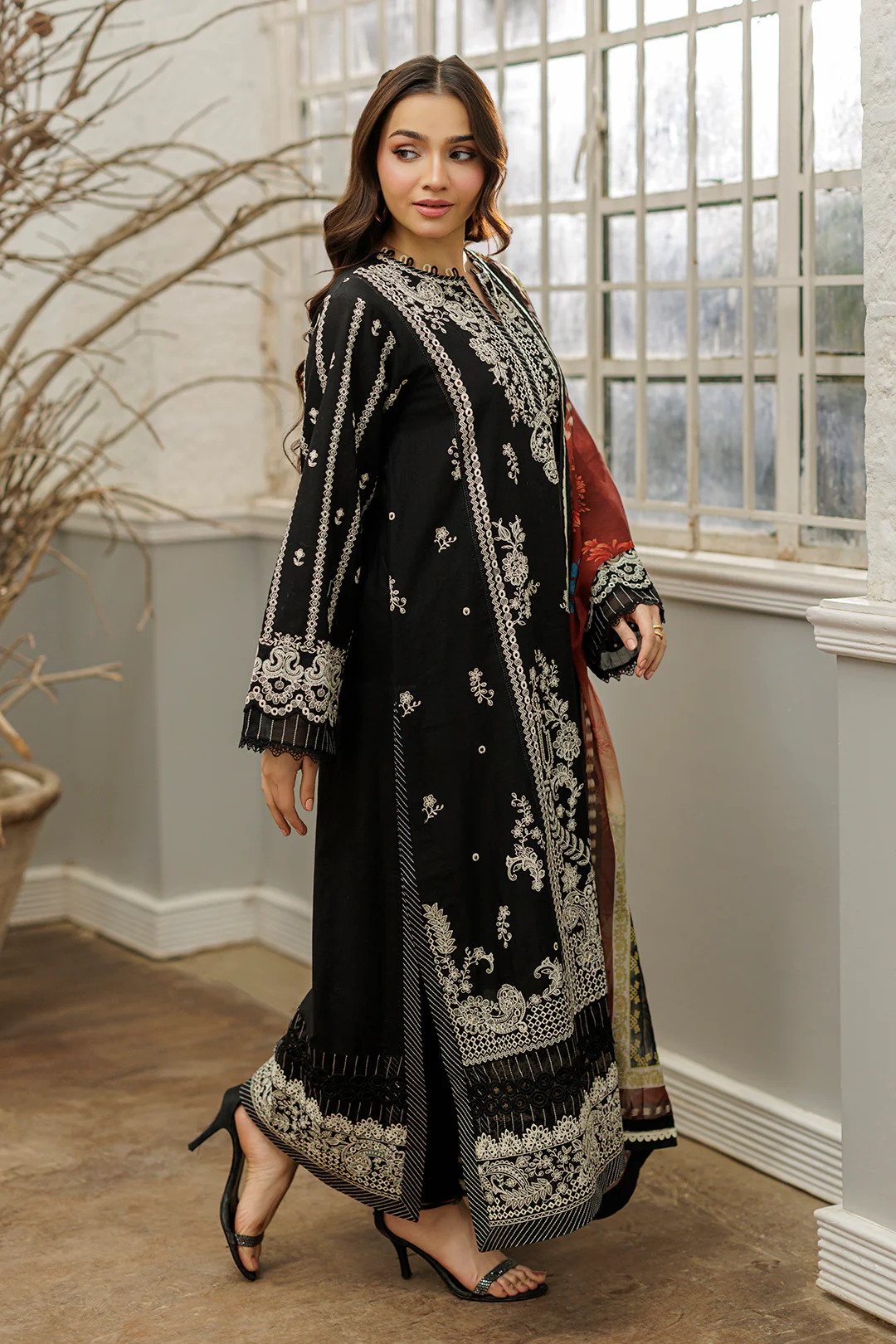Embroidered Shirt Shalwar Dupatta - 4028 - Image 4