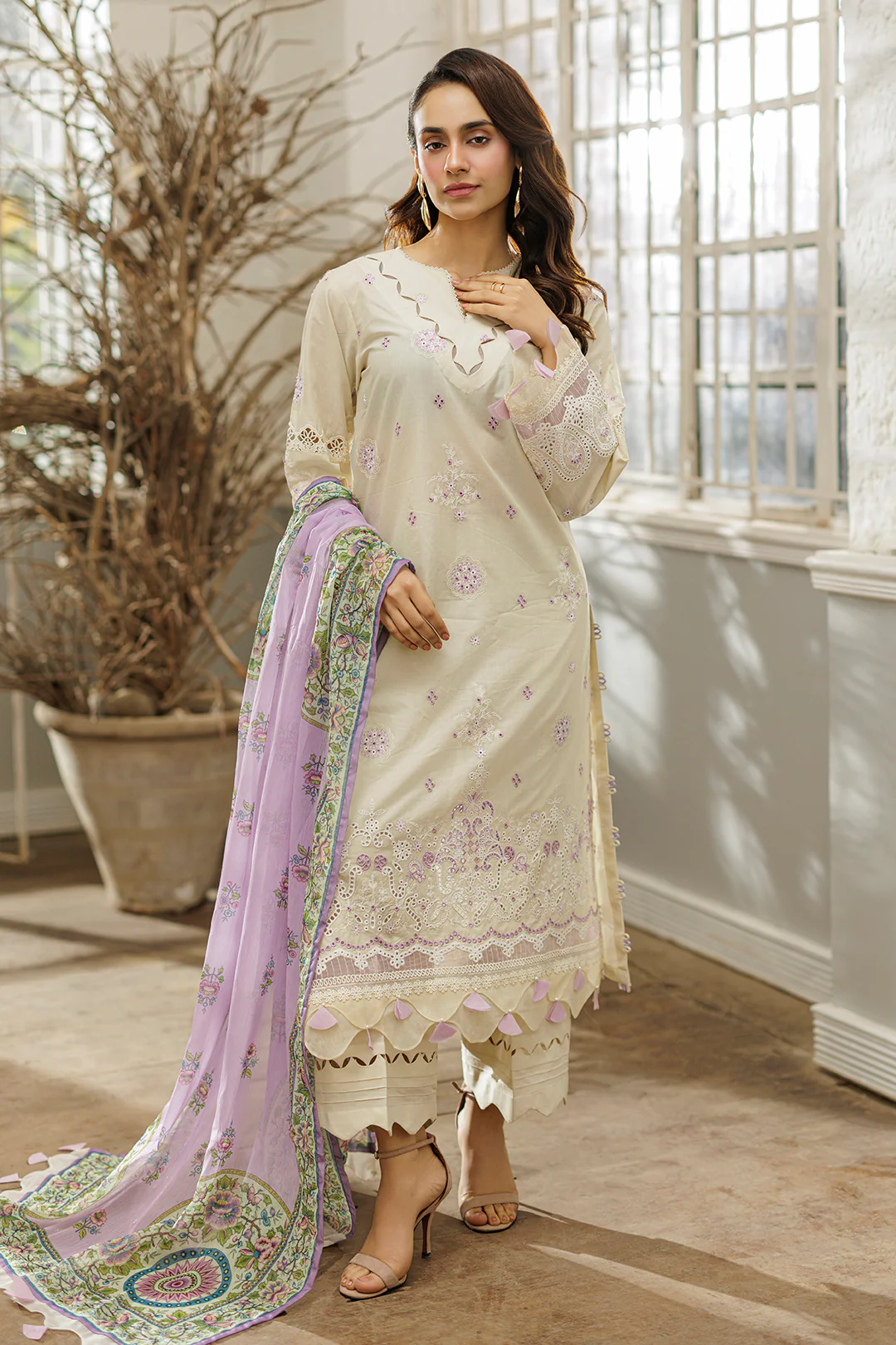 Embroidered Shirt Shalwar Dupatta - 4038 - Image 3