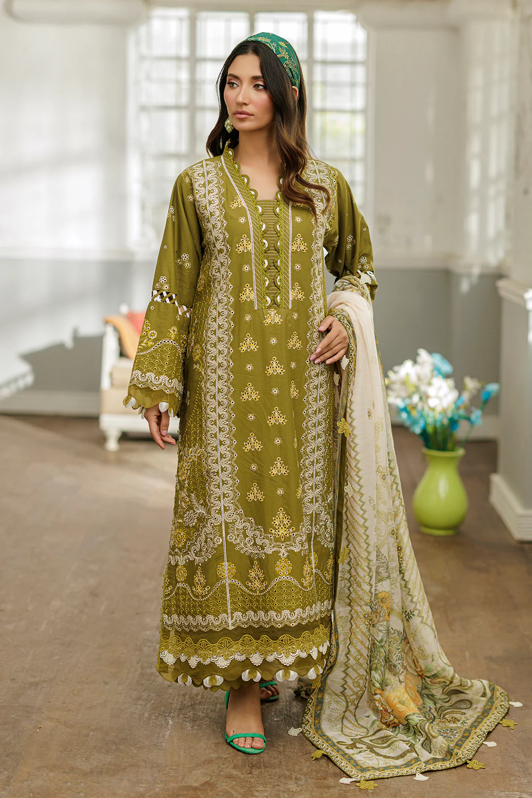 Embroidered Shirt Shalwar Dupatta - 4044