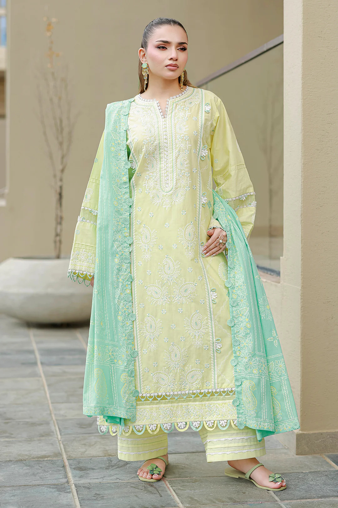 Embroidered Shirt Shalwar Dupatta - 4046 - Image 3