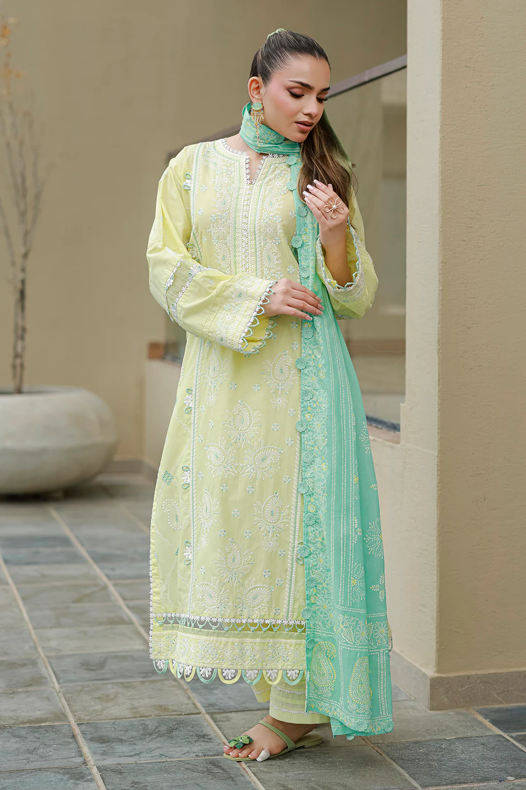 Embroidered Shirt Shalwar Dupatta - 4046 - Image 8